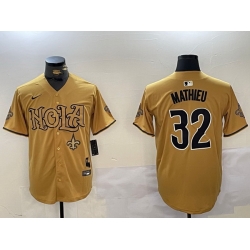 Men New Orleans Saints 32 Tyrann Mathieu yellow Cool Base Stitched Baseball Jersey 1