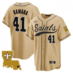 Men New Orleans Saints 41 Alvin Kamara Gold 1987 Legacy Cool Base Stitched Baseball Jersey