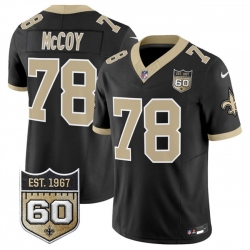 Men New Orleans Saints  78 Erik McCoy Black 2026 F U S E 60th Anniversary Patch Vapor Limited Football Stitched Jersey