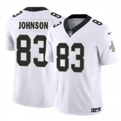 Men New Orleans Saints 83 Juwan Johnson White 2023 F U S E  Vapor Untouchable Limited Stitched Jersey