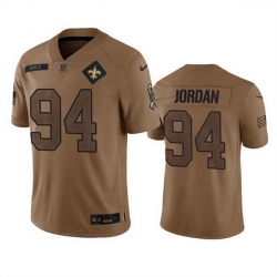 Men New Orleans Saints 94 Cameron Jordan 2023 Brown Salute To Service Limited Limited Stitched Jersey