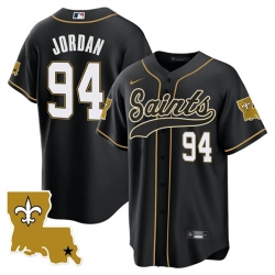 Men New Orleans Saints 94 Cameron Jordan Black 1987 Legacy Cool Base Stitched Baseball Jersey
