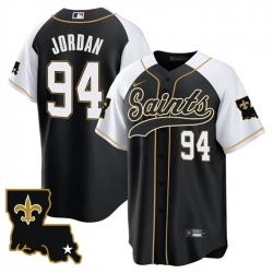 Men New Orleans Saints 94 Cameron Jordan Black White 1987 Legacy Cool Base Stitched Baseball Jersey
