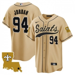 Men New Orleans Saints 94 Cameron Jordan Gold 1987 Legacy Cool Base Stitched Baseball Jersey