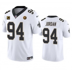Men New Orleans Saints 94 Cameron Jordan White 2023 F U S E  With 4 Star C Patch And John Madden Patch Vapor Limited Stitched Football Jersey