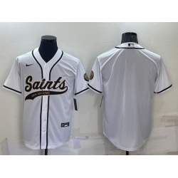 Men New Orleans Saints Blank White Cool Base Stitched Baseball Jersey