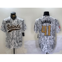 Men New Orleans Saints Team 41 Alvin Kamara 2024 Arctic Camo Salute To Service Stitched Baseball Jersey