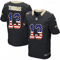 Mens Nike New Orleans Saints 13 Michael Thomas Elite Black Home USA Flag Fashion NFL Jersey