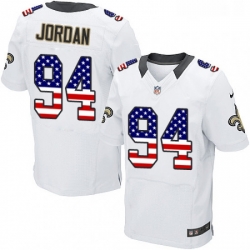 Mens Nike New Orleans Saints 94 Cameron Jordan Elite White Road USA Flag Fashion NFL Jersey