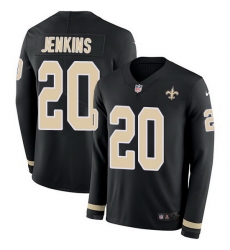 Nike Saints 20 Janoris Jenkins Black Team Color Men Stitched NFL Limited Therma Long Sleeve Jersey