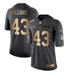 Nike Saints #43 Marcus Williams Black Mens Stitched NFL Limited Gold Salute To Service Jersey