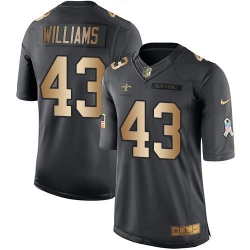 Nike Saints #43 Marcus Williams Black Mens Stitched NFL Limited Gold Salute To Service Jersey