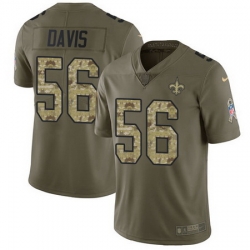 Nike Saints #56 DeMario Davis Olive Camo Mens Stitched NFL Limited 2017 Salute To Service Jersey