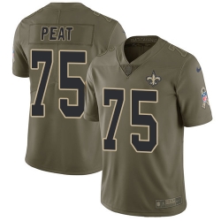 Nike Saints #75 Andrus Peat Olive Mens Stitched NFL Limited 2017 Salute To Service Jersey