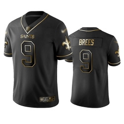 Saints 9 Drew Brees Black Men Stitched Football Limited Golden Edition Jersey