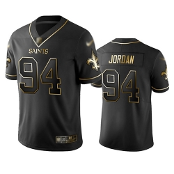 Saints 94 Cameron Jordan Black Men Stitched Football Limited Golden Edition Jersey