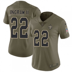 Nike Saints #22 Mark Ingram II Olive Womens Stitched NFL Limited 2017 Salute to Service Jersey