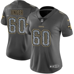 Nike Saints #60 Max Unger Gray Static Womens NFL Vapor Untouchable Game Jersey