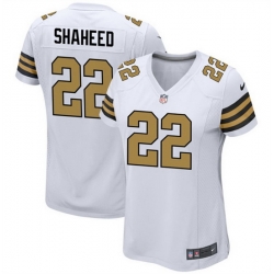 Women New Orleans Saints 22 Rashid Shaheed White Color Rush Stitched Game Jersey  Run Small