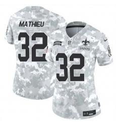 Women New Orleans Saints 32 Tyrann Mathieu 2024 F U S E Arctic Camo Salute To Service Limited Stitched Football Jersey