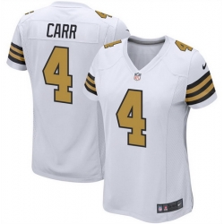 Women New Orleans Saints 4 Derek Carr White Color Rush Stitched Game Jersey  Run Small