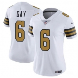 Women New Orleans Saints 6 Willie Gay White Color Rush Stitched Game Jersey