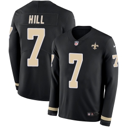 Limited Nike Black Youth Taysom Hill Jersey NFL 7 New Orleans Saints Therma Long Sleeve