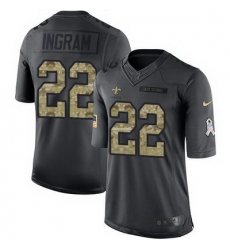 Nike Saints #22 Mark Ingram Black Youth Stitched NFL Limited 2016 Salute to Service Jersey