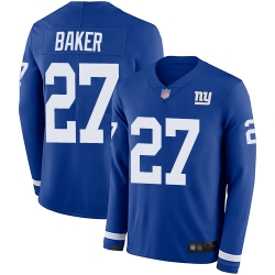 Giants 27 Deandre Baker Royal Blue Team Color Men Stitched Football Limited Therma Long Sleeve Jersey