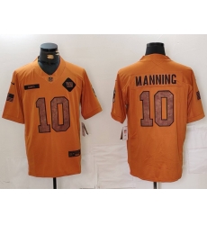 Men New York Giants 10 Eli Manning 2023 Brown Salute To Service Limited Stitched Football Jersey