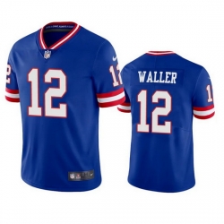 Men New York Giants 12 Darren Waller Blue Classic Stitched Jersey