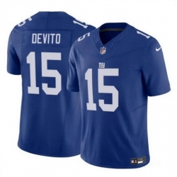 Men New York Giants 15 Tommy DeVito Blue 2023 F U S E  Vapor Untouchable Limited Stitched Jersey