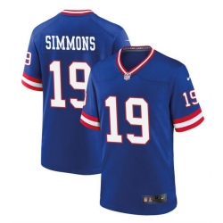 Men New York Giants 19 Isaiah Simmons Royal Classic Stitched Game Jersey