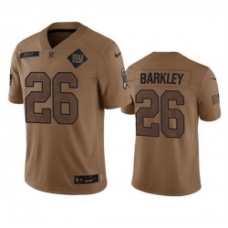 Men New York Giants 26 Saquon Barkley 2023 Brown Salute To Service Vapor Untouchable Limited Stitched Jersey