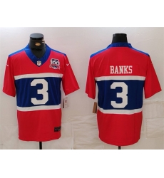 Men New York Giants 3 Deonte Banks Century Red 100TH Season Commemorative Patch Limited Stitched Football Jersey