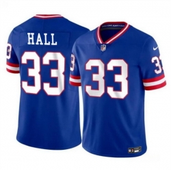 Men New York Giants 33 Hassan Hall Royal Throwback Limited Stitched Jersey
