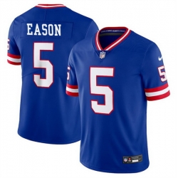 Men New York Giants 5 Jacob Eason Royal Throwback Limited Stitched Jersey