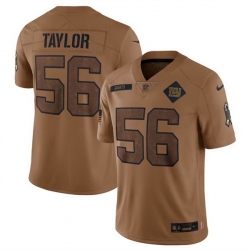 Men New York Giants 56 Lawrence Taylor 2023 Brown Salute To Service Vapor Untouchable Limited Stitched Jersey