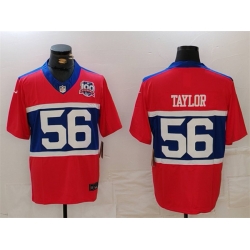 Men New York Giants 56 Lawrence Taylor Century Red 100TH Season Commemorative Patch Limited Stitched Football Jersey