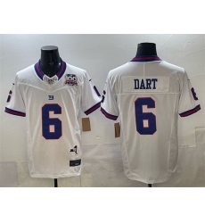 Men New York Giants 6 Jaxson Dart White 2025 Draft F U S E  100th Season  26 State Patch Vapor Limited Stitched Football Jersey