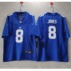 Men New York Giants 8 Daniel Jones Blue 2023 F U S E  Vapor Untouchable Limited Stitched Jersey