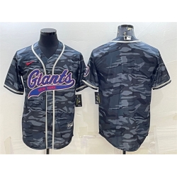 Men New York Giants Blank Grey Camo With Patch Cool Base Stitched Baseball Jersey