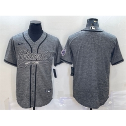 Men New York Giants Blank Grey With Patch Cool Base Stitched Baseball Jersey