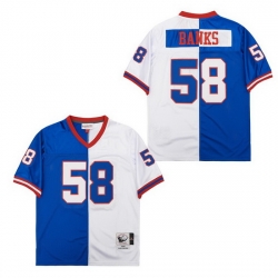 Men New York Giants Carl Banks #58 White Blue Split Stitched Football Jersey