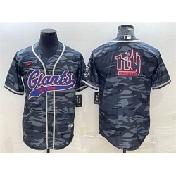 Men New York Giants Grey Camo Team Big Logo With Patch Cool Base Stitched Baseball Jersey