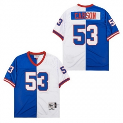 Men New York Giants Harry Carson #53 White Blue Split Stitched Football Jersey