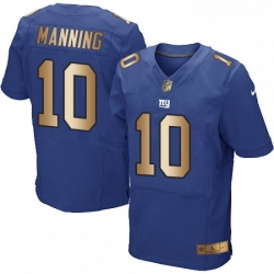 Mens Nike New York Giants 10 Eli Manning Elite BlueGold Team Color NFL Jersey