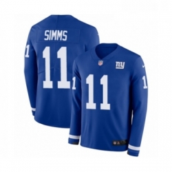 Mens Nike New York Giants 11 Phil Simms Limited Royal Blue Therma Long Sleeve NFL Jersey