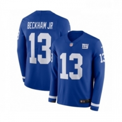 Mens Nike New York Giants 13 Odell Beckham Jr Limited Royal Blue Therma Long Sleeve NFL Jersey