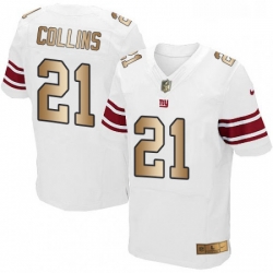 Mens Nike New York Giants 21 Landon Collins Elite WhiteGold NFL Jersey